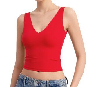 PUMIEY Women's Deep V Neck Sleeveless Tank Top Sexy Double Lined Going Out Tops